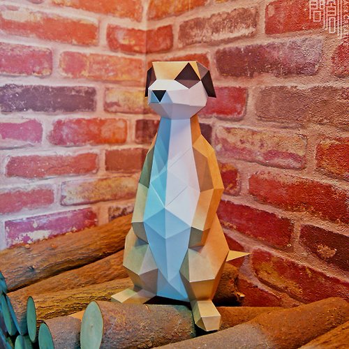 問創 Ask Creative DIY手作3D紙模型擺飾 壁飾 掛飾 小動物系列 - 黑眼圈狐獴