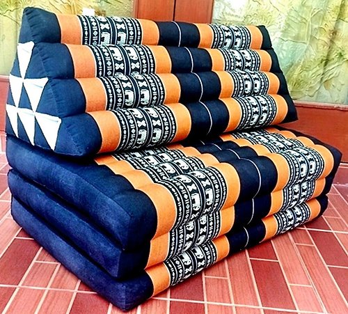 chiangmaicraft XXL 3 fold 80 x 180cm Thai triangle kapok floor cushion pillow day bed, Thai mat