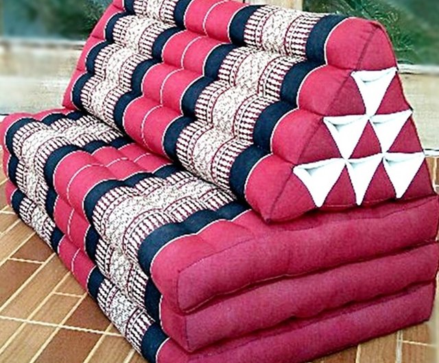 XXL 3 fold 80 x 180cm Thai triangle kapok floor cushion pillow day bed Thai mat Shop chiangmaicraft Pillows Cushions Pinkoi