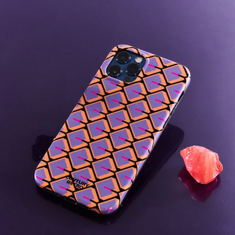 Erchuanjing CENTURY RETRO Retro Grape Purple Geometric Printed Phone Case for iPhone - Phone Cases - Eco-Friendly Materials 