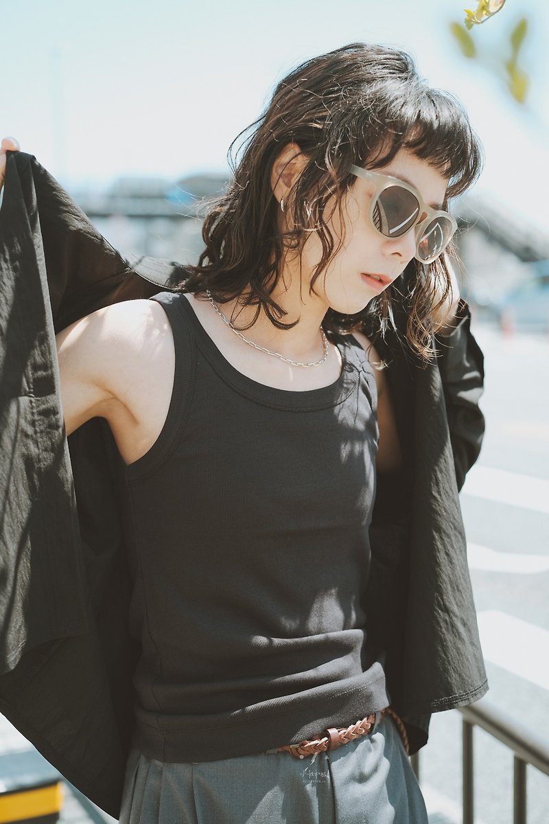 Suhao base single wear small version vest - 2 colors - base black - Women's Vests - Cotton & Hemp Black