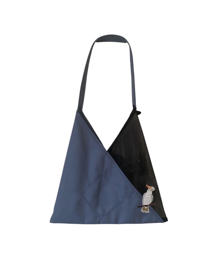 メッシュ三角bag-birds- - 側背包/斜背包 - 羊毛 藍色