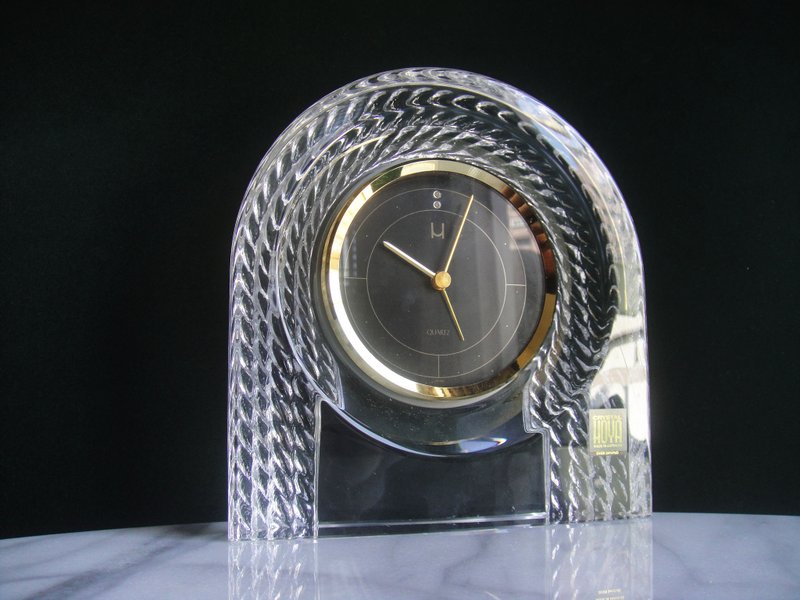 [OLD-TIME] Early second-hand Japanese-made thick crystal glass table clock - ของวางตกแต่ง - วัสดุอื่นๆ 