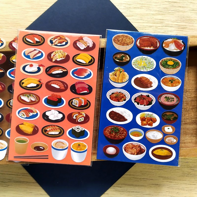 Japanese Style Food Stickers (2 Pieces Set) - Stickers - Plastic Orange