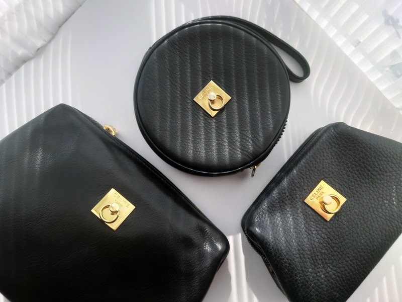 中古包 CELINE 圓環鏈條包化妝包雲朵包斜揹包斜挎包手拿包單肩包 - 側背包/斜背包 - 真皮 黑色