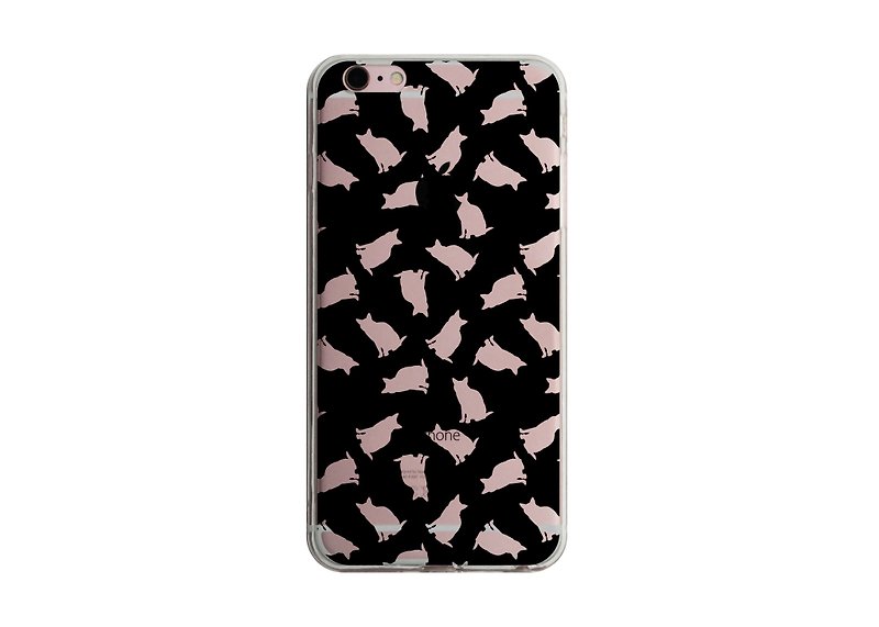 Cat silhouette transparent phone case suitable for iPhone13 Samsung Huawei Sony Xiaomi - Phone Cases - Plastic Black