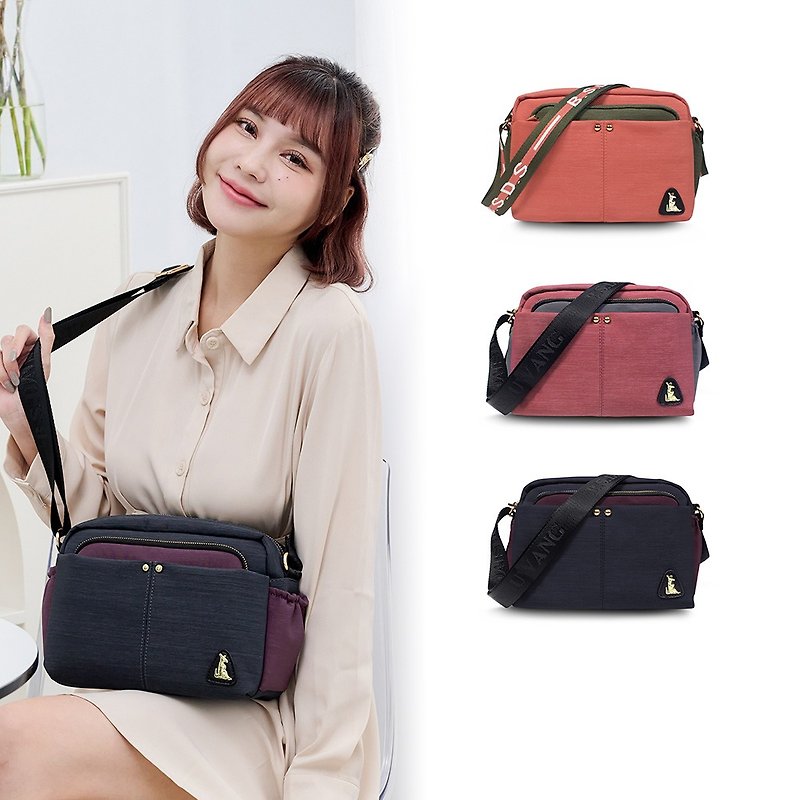 [Contrasting colors and versatile] Playful colorism-two-color practical lightweight multi-layer cross-body bag-three colors in total - กระเป๋าแมสเซนเจอร์ - ไนลอน หลากหลายสี