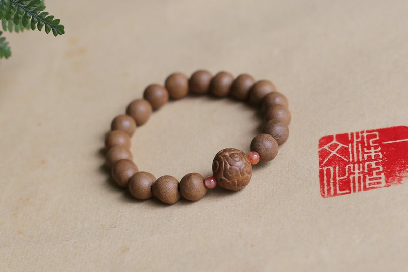 壹染指香品 | 古法 木樨香 手搓香珠  卷草紋珠 | 一物一圖 - 手鍊/手環 - 植物．花 咖啡色
