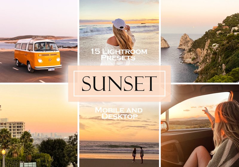 15 SUNSET dreamy orange tone summer photo lightroom presets - วาดภาพ/ศิลปะการเขียน - วัสดุอื่นๆ สีส้ม