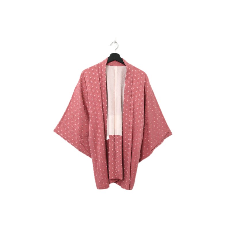 Back to Green-日本帶回羽織 嫩粉色圖騰 kb-80/vintage kimono - 女大衣/外套 - 絲．絹 