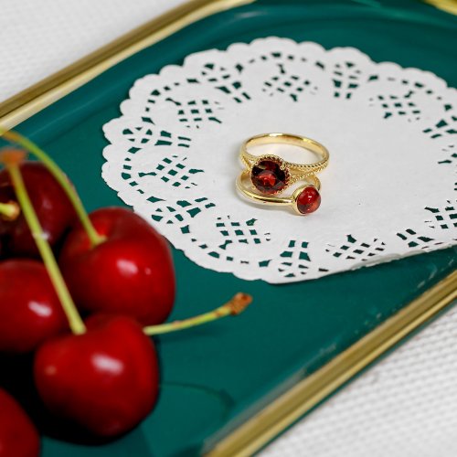 Purplemay Jewellery 【石榴石】18K金純天然石榴石戒指 - R116