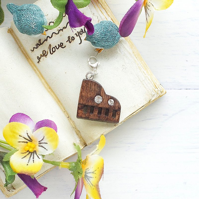 Piano wooden charm - Charms - Wood Brown