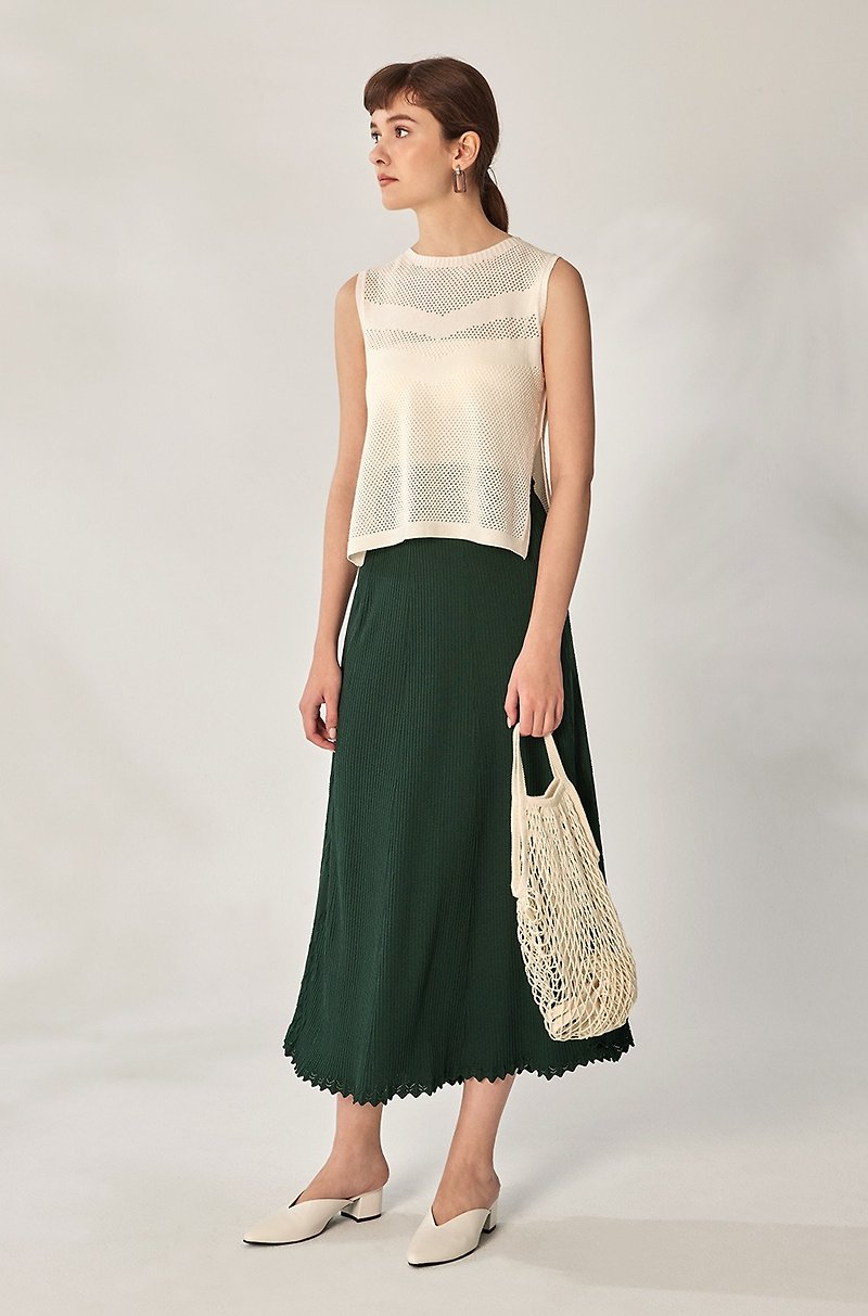 羅紋菱格波浪長裙  21S2SK02 - 裙子/長裙 - 其他材質 綠色