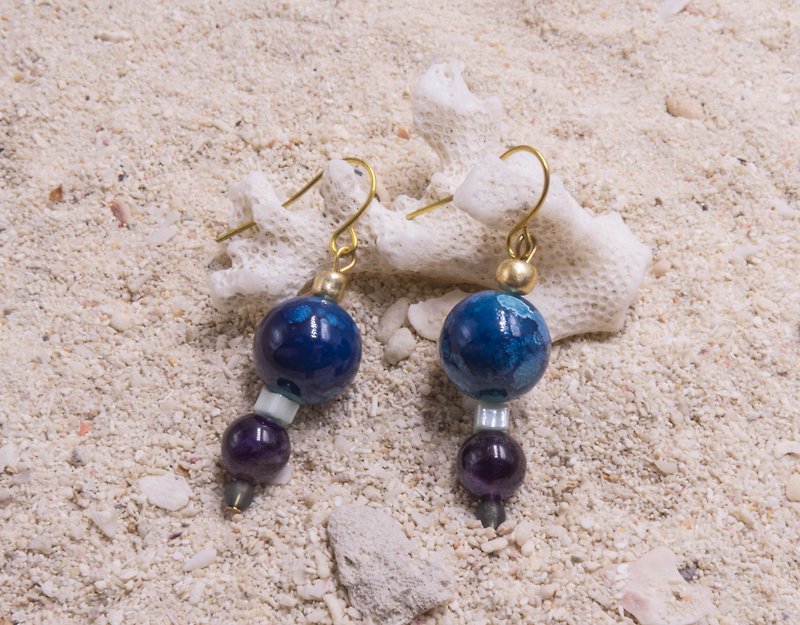 Handmade Earrings | Dancing with Corals - Earrings & Clip-ons - Crystal Purple