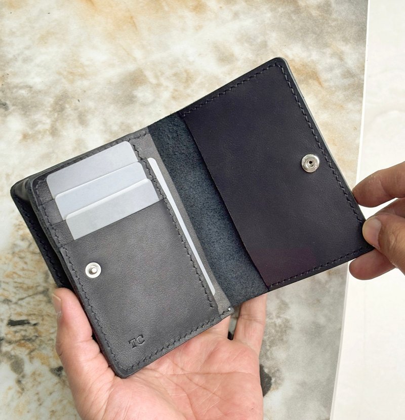 皮革diy材料包/完成品 大容量卡包 名片包 錢包 銀包 免費刻字 - 皮革 - 真皮 