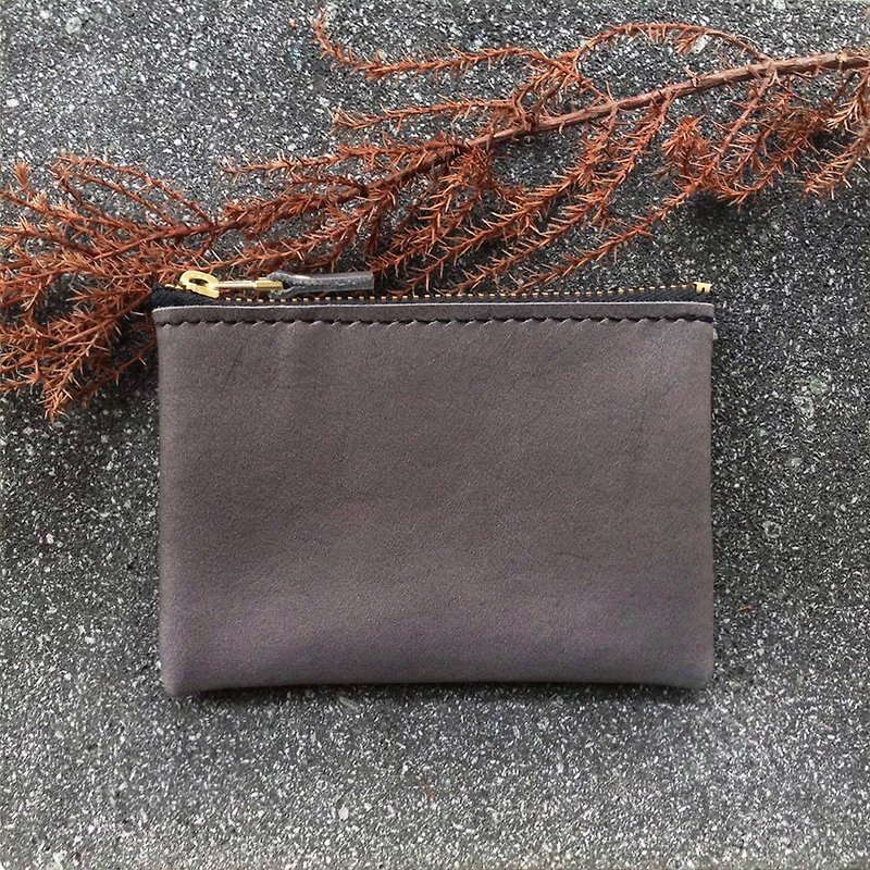 Mezzanine zip purse Fire rock ash ykk gold zip purse - Coin Purses - Genuine Leather Gray