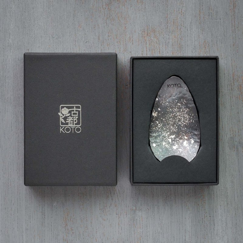 黒染めの純銅製・銀箔ちらしの茶さじ- Tea Scoop - KOTO TEA - 刀叉/湯匙/餐具組 - 銅/黃銅 黑色