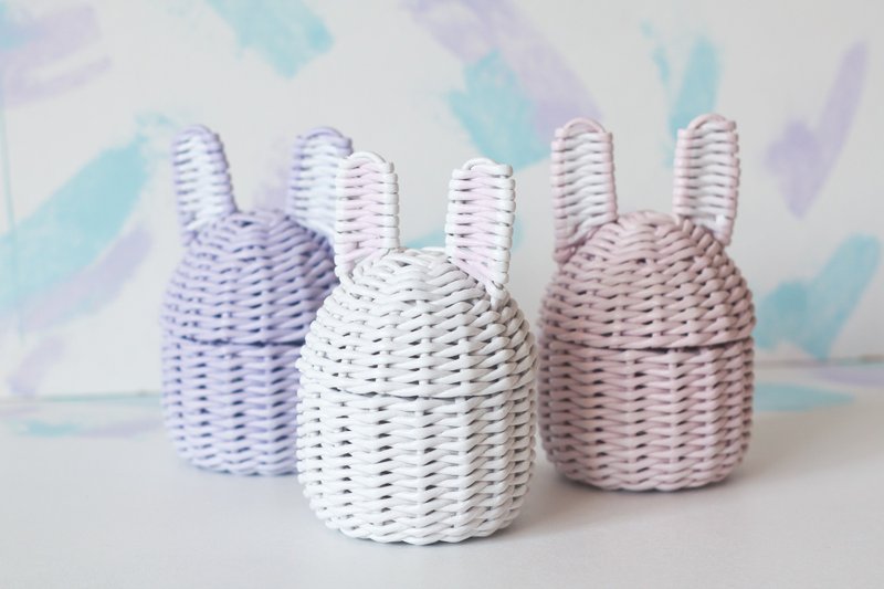 Cute wicker rabbit box, Easter bunny decor - Storage - Paper White