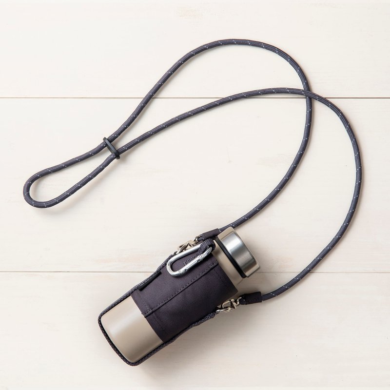 [Peacock] 400ML Stainless Steel thermos cup with adjustable cup bag carabiner ring - rice + black cup bag - กระบอกน้ำร้อน - สแตนเลส 