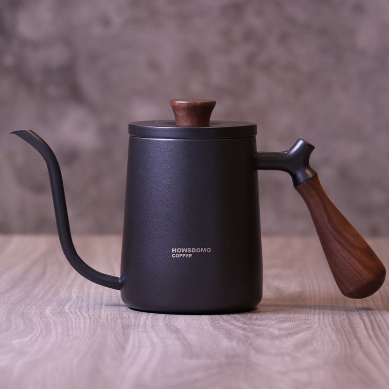 (1件也能客製化)胡桃木手沖咖啡壺600ml-(黑) - 咖啡壺/手沖壺 - 不鏽鋼 黑色