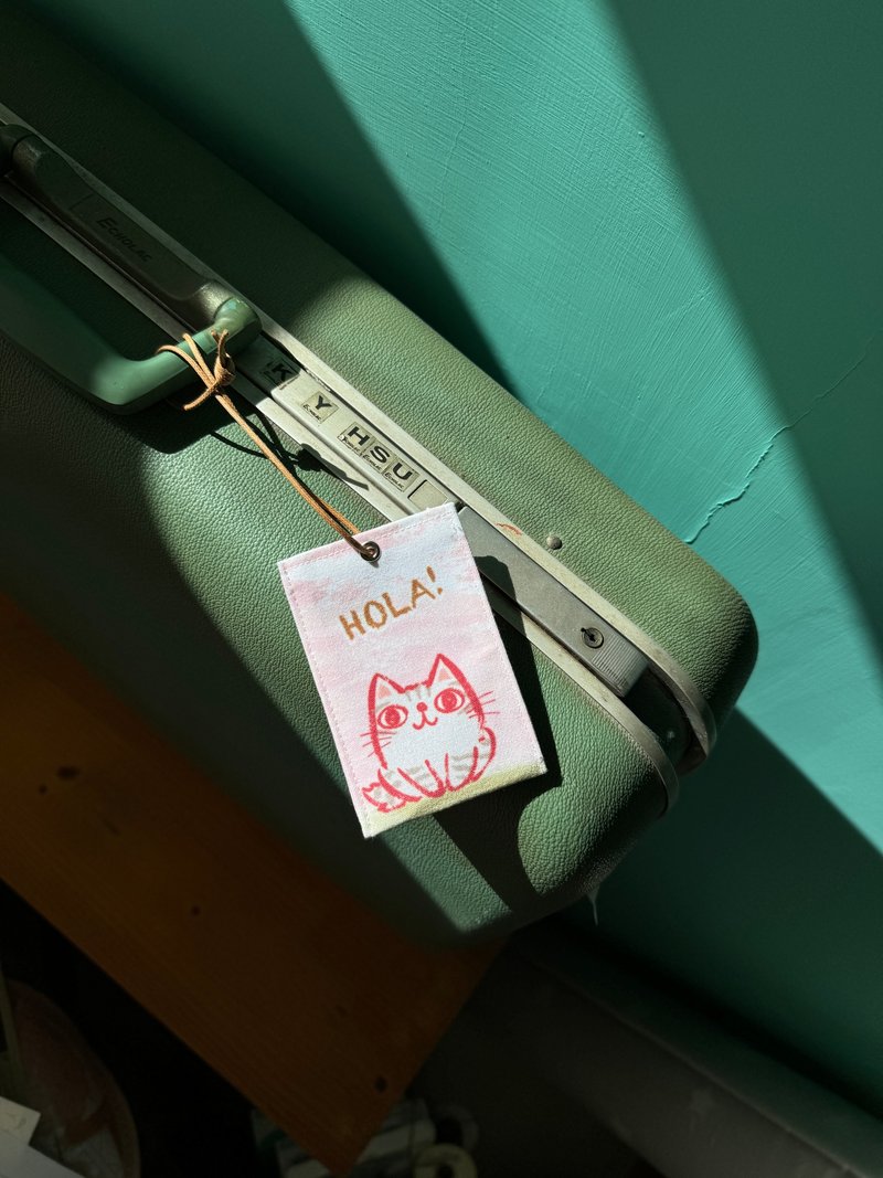 Multifunctional Card Holder Identification Card Luggage Tag-Hola! Little Gray Cat - ID & Badge Holders - Cotton & Hemp 