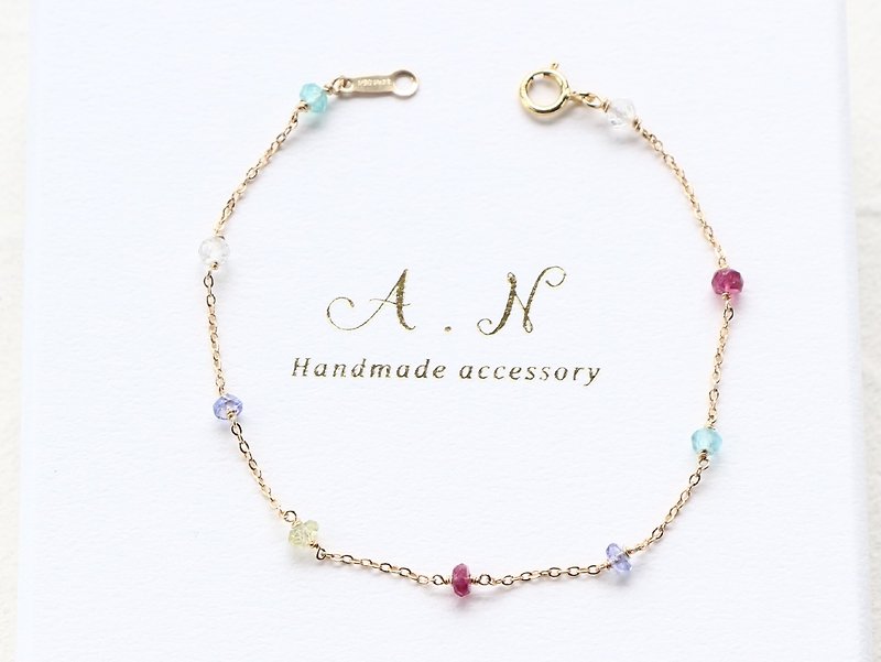 14kgf- multicolored garden bracelet(size order) - 手鍊/手鐲 - 寶石 粉紅色