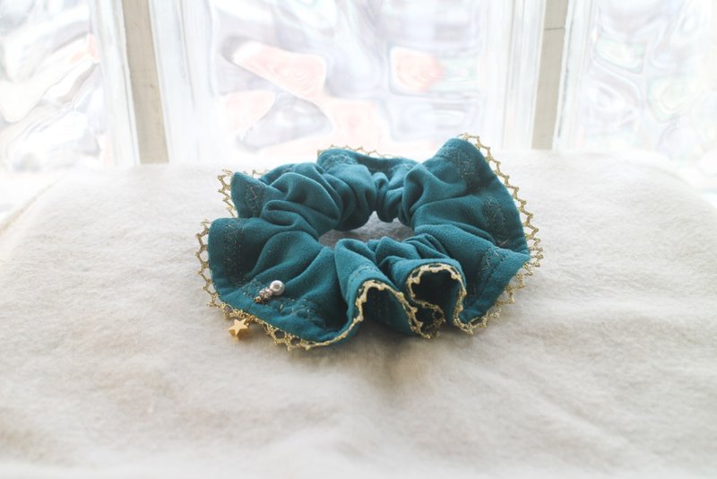 Royal Banquet【Scrunchie】∣Turquoise-Handmade Original Lolita - Hair Accessories - Other Man-Made Fibers Green