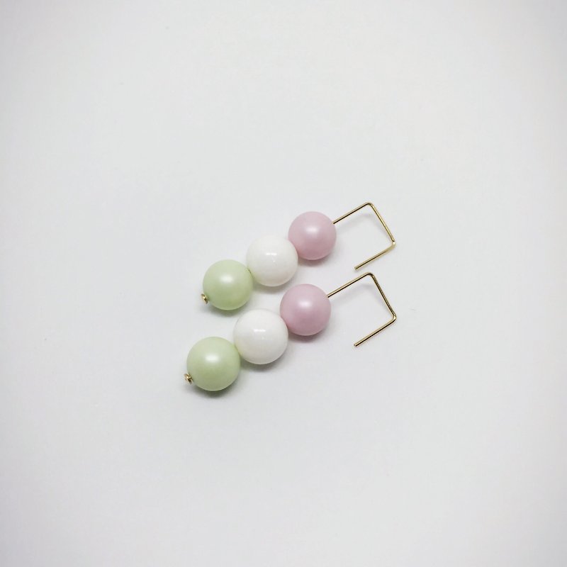 spring / hanami dango gold filled earrings - Earrings & Clip-ons - Other Metals Pink