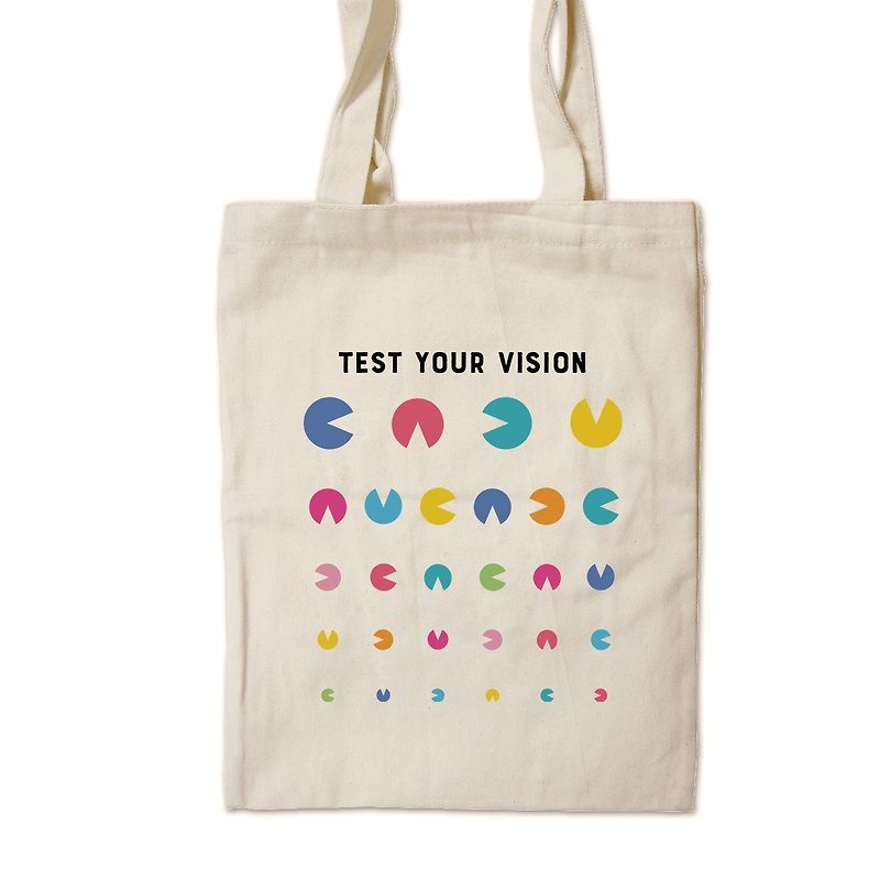 Test your vision - 彩繪帆布袋 - 側背包/斜背包 - 棉．麻 白色