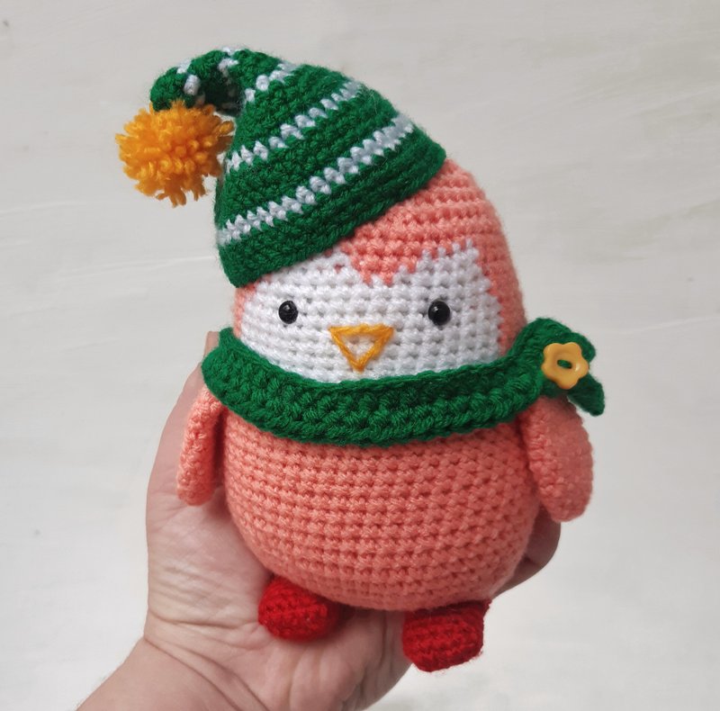 Hand Crochet Funny Christmas Penguin Stuffed Toys Animals Knit Gift Amigurumi - ของเล่นเด็ก - อะคริลิค หลากหลายสี