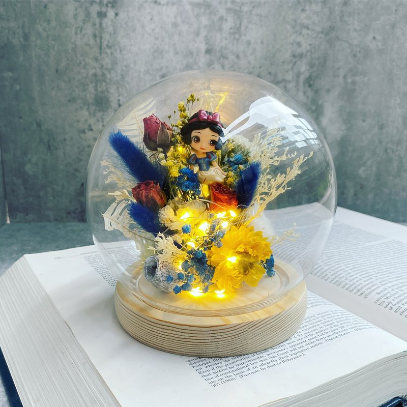 [Planet night light made with genuine Disney Princess dolls] Preserved flower glass cover | Preserved flower night light - Dried Flowers & Bouquets - Plants & Flowers Pink