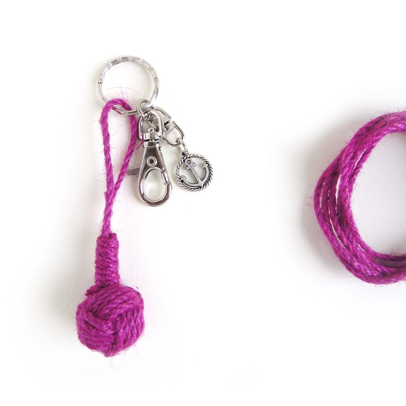 Anne's Handmade 安妮手作 | 手工製作 水手結 鑰匙圈-桃紫色 - 鑰匙圈/鎖匙扣 - 棉．麻 紫色