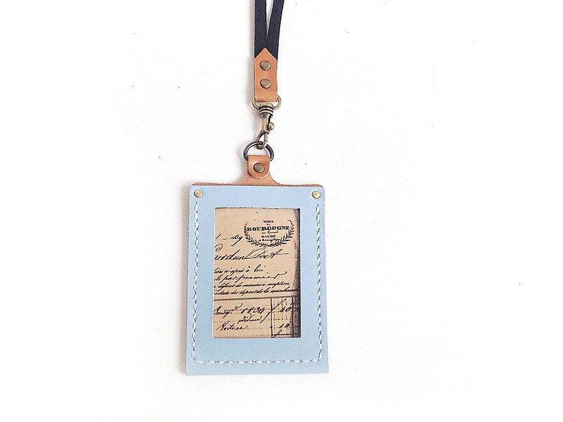 POPO│ Light blue │ leather document sets. Straight - ID & Badge Holders - Genuine Leather Blue