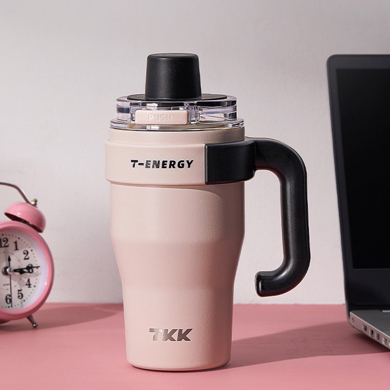 【TKK】T-One 彈蓋冰壩杯 316不鏽鋼x陶瓷噴塗 800ML-初春粉 - 保溫瓶/保溫杯 - 不鏽鋼 粉紅色