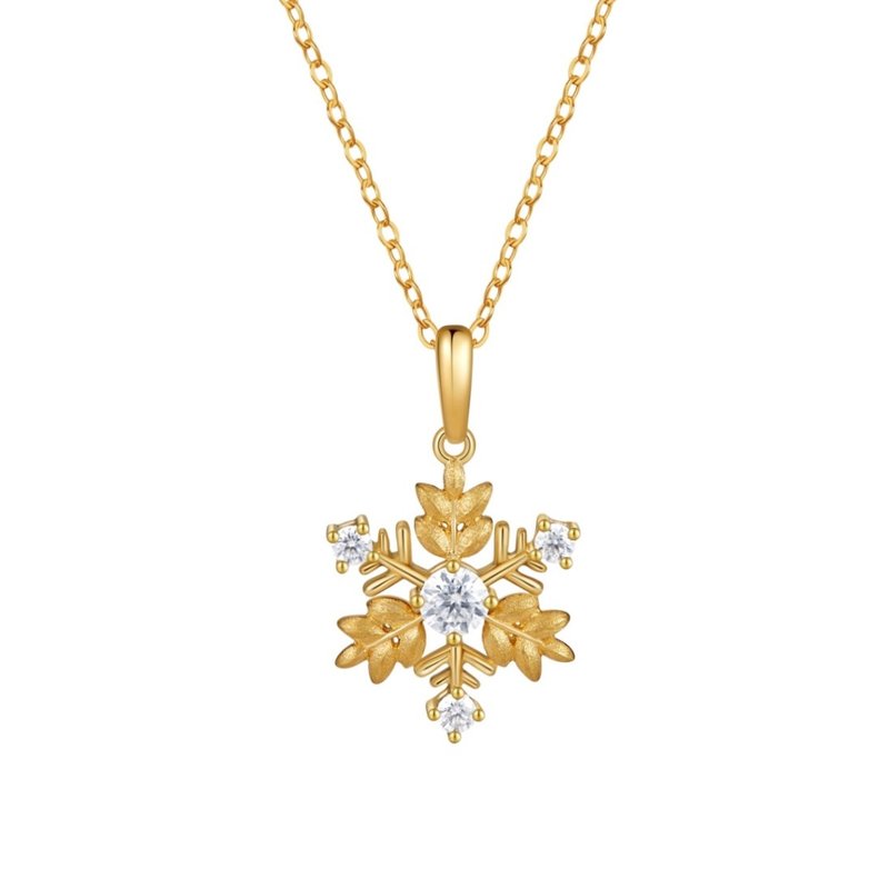 The 18K gold snowflake - shaped necklace for attracting wealth brings good luck - Necklaces - Other Materials Yellow