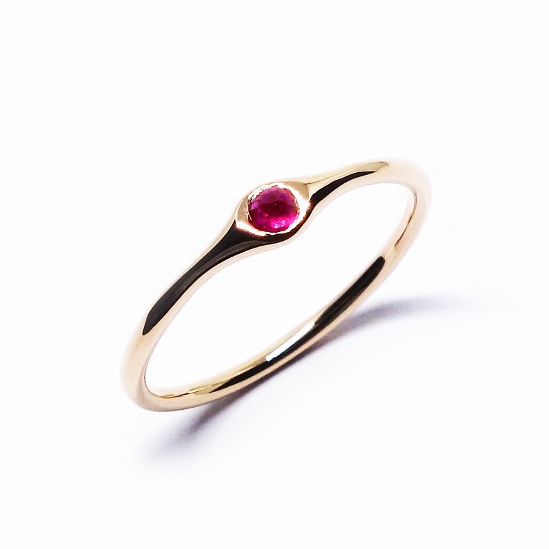 Ruby K10 minimum ring【Pio by Parakee】紅寶石戒指 - General Rings - Gemstone Pink