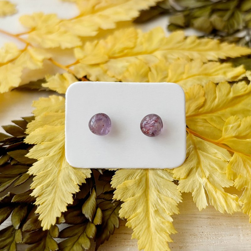 Shiguang-Natural Ore Earrings-Purple Ghost 12 - ต่างหู - เครื่องประดับพลอย สีม่วง