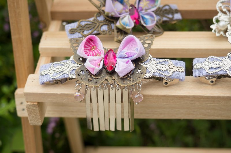 Exclusive original design x metal tassel butterfly long hair clip hair accessories spot - เครื่องประดับผม - โลหะ สึชมพู