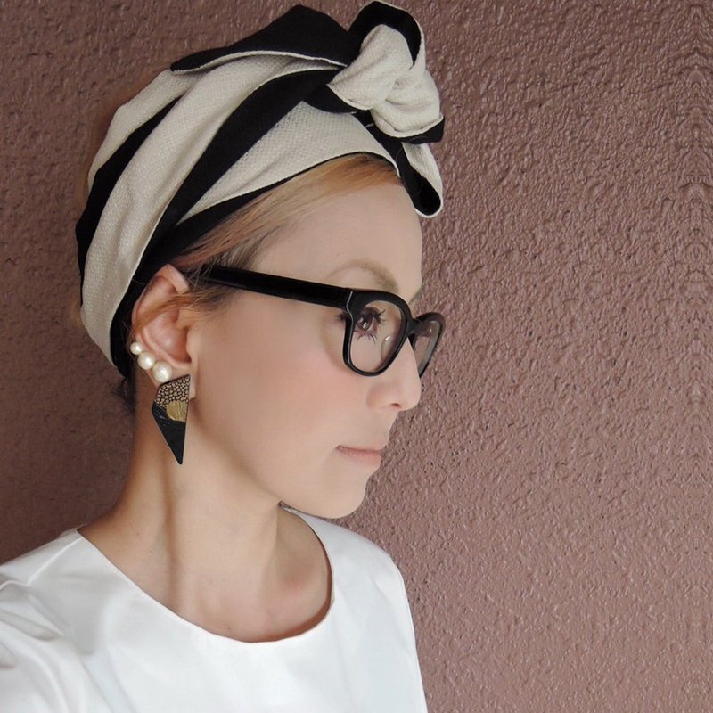 RATA  拉塔灰色頭巾【日本】 - 髮夾/鯊魚夾 - 棉．麻 黑色