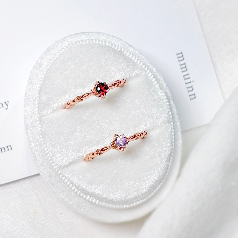 So Beautiful- Stone-Amethyst 3mm Sterling Silver Ring-January February Birthstone - แหวนทั่วไป - คริสตัล 