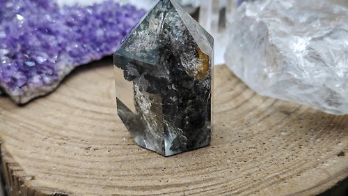 zen crystal jewelry 礦石水晶 天然花園幽靈水晶柱|四季風景|擺件