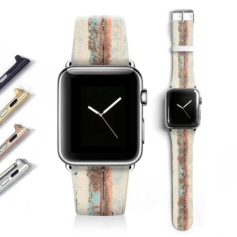 Apple watch band leather watch with stainless steel watch buckle 38mm 42mm S009 - สายนาฬิกา - หนังแท้ หลากหลายสี