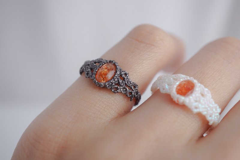 Sun Paraffin Thread Braided Ring - General Rings - Gemstone Orange