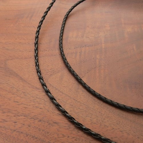 惹飾 ReShi 黑色人工編織皮繩+2吋延長鏈(單鏈子) / 2mm 3mm粗 / 不銹鋼釦頭