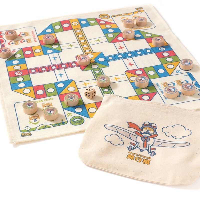 【PJai the Shiba】Aeroplane Chess with Pouch (AA387) - Other - Cotton & Hemp Multicolor