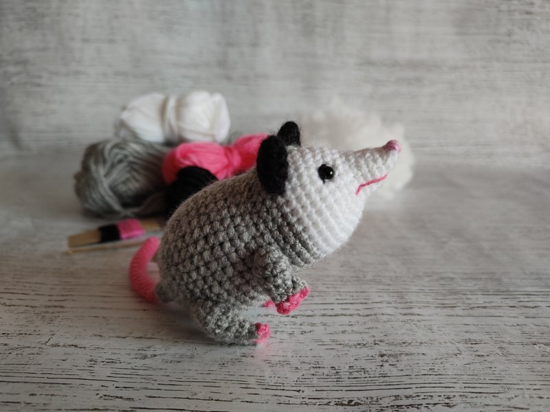 Crochet opossum, possum crochet, opossum - Kids' Toys - Other Materials Gray