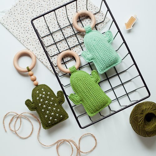 MaraBooHandmade Crochet Pattern Cactus Baby Rattle Toy - Digital Item