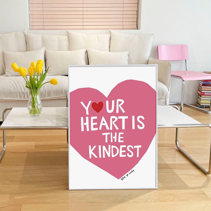 Art print/ Pink Heart / Illustration poster A3,A2 - 海報/掛畫/掛布 - 紙 粉紅色