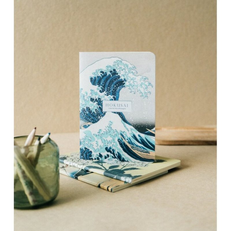 【Ukiyo-e】 Katsushika Hokusai A6 Japanese-style Notebook Set of 3/KOKONOTE/HOKUSA - สมุดบันทึก/สมุดปฏิทิน - กระดาษ หลากหลายสี