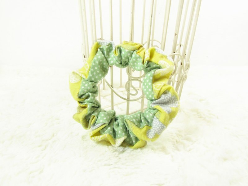 Hand made small hair scrunchy- Sunlight forest - Hair Accessories - Other Materials Green